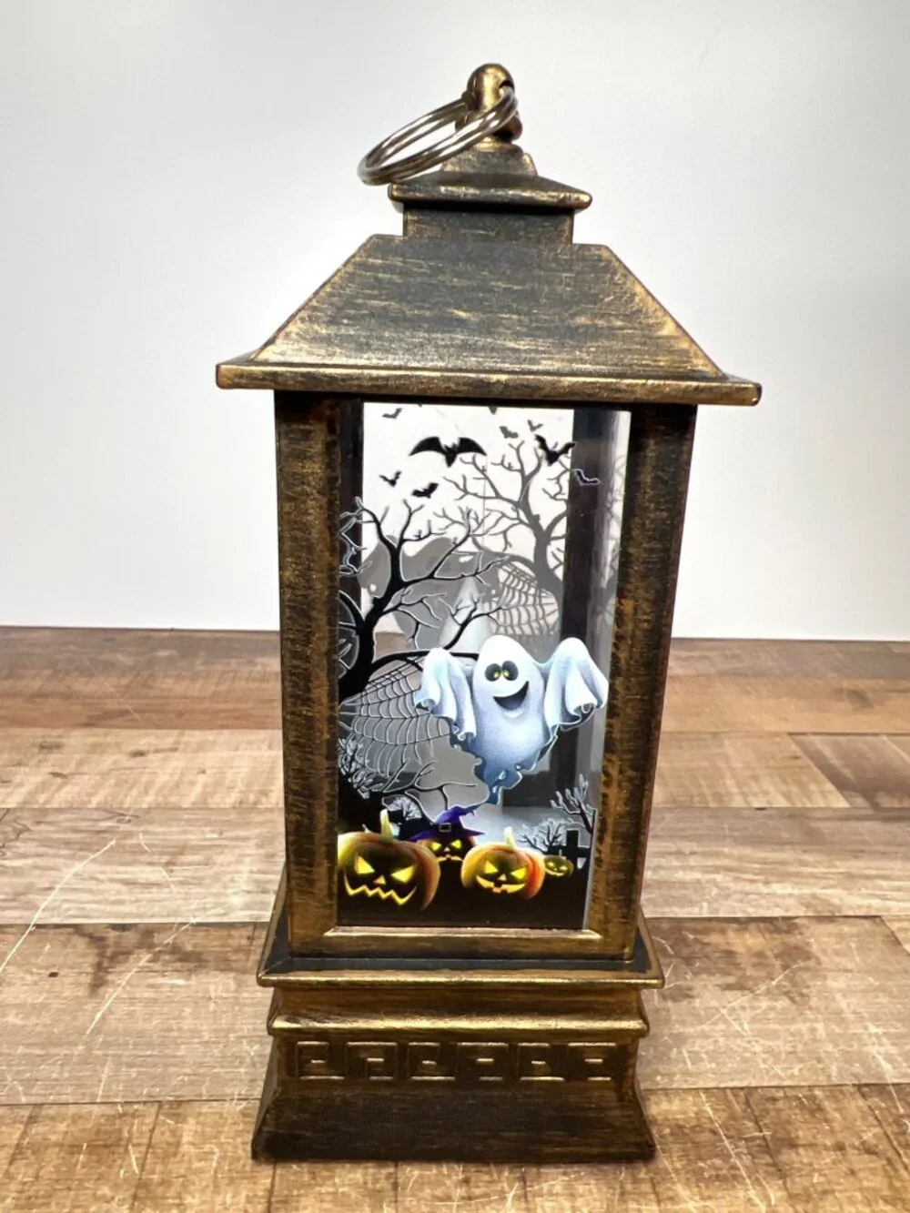 Halloween-Themed LED Lantern With Ghost & Pumpkin Design Battery Operated